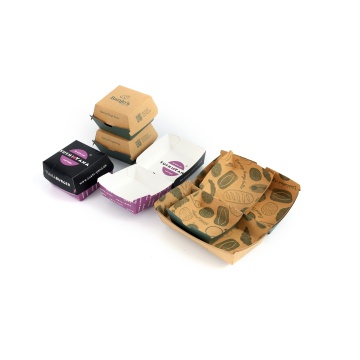 Contenedor de hamburguesa verde con diseño biodegradable