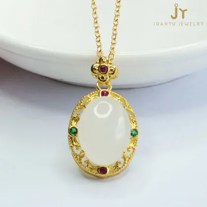 Wholesale High Quality Hetian Jade and Stainless Steel Pendants for Fengshui Decor