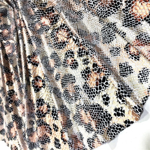 Jersey Printed Fabric FDY Spandex With Leopard Foil Manufactory