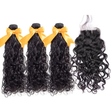 10a grade raw  indian water wave human hair,water wave bundles with closure,indian hair vendors