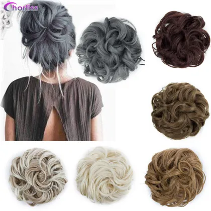 Wholesale Ombre Scrunchie Elegant Beauty Hair Bun Chignon Drawstring Wave Curly Synthetic Hair Chignon Bun For Women