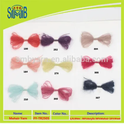 chinese oeko-tex 100 mohair spinner SMB popular wholesale 5.5Nm mohair yarn for knitting from yarn mill