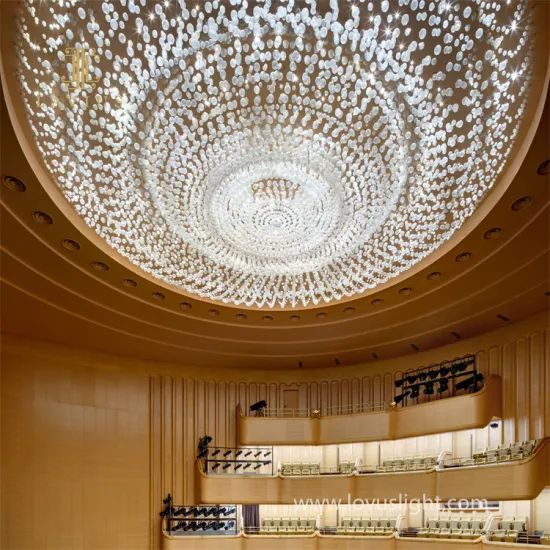 Large oval modern hotel ballroom lighting glass crystal chandeliers luxury