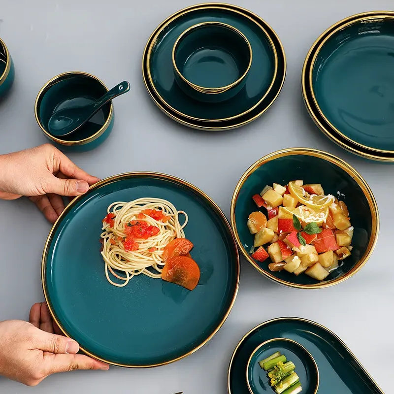 Dark Green Ceramic Dinner Set