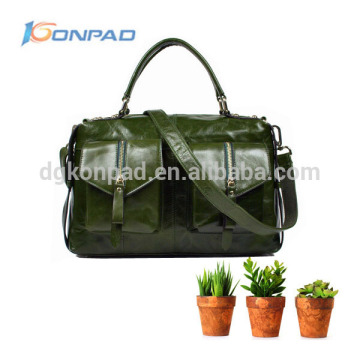 Fashion lady leather shoulder bag with changable side shapes