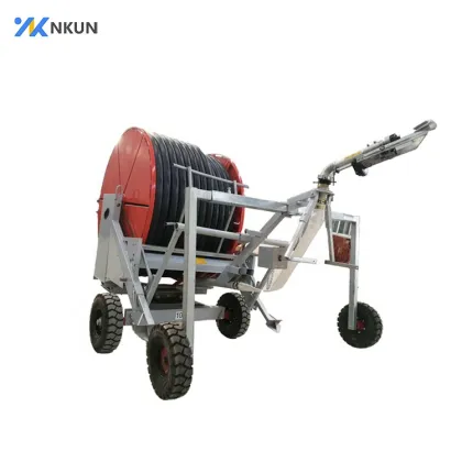 Mobile Hose Reel Irrigation Equipment Featuring Rain Gun Sprinkler System