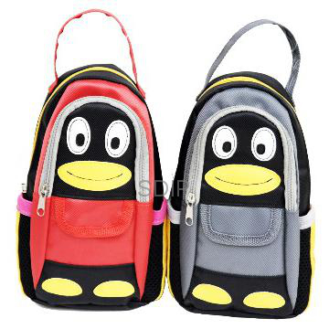 Escuela de diseño kawaii pingüino lápiz bolsa para niños rojo & blk colgar cinturón