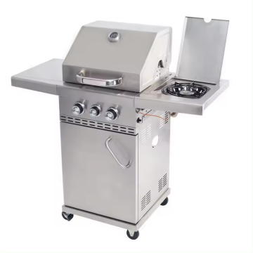 Home Large Capacity Smokeless Stainless Steel Grills Trolly Barbecue Outdoor BBQ Grills with Gas Side Burner