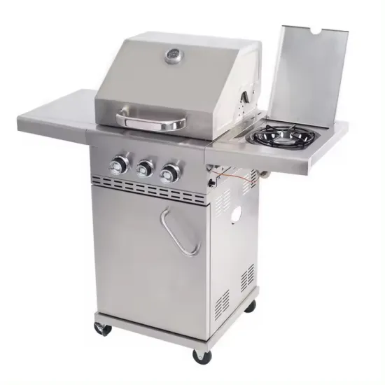 Home Large Capacity Smokeless Stainless Steel Grills Trolly Barbecue Outdoor BBQ Grills with Gas Side Burner