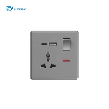 1 Gang 3 Pin Universal Socket with USB Wall Switch Socket