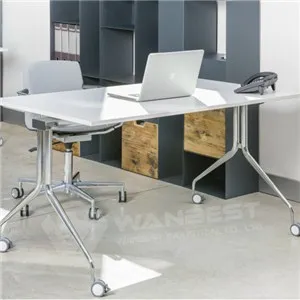 Simple White Solid Surface Table Top Desk With Wheel