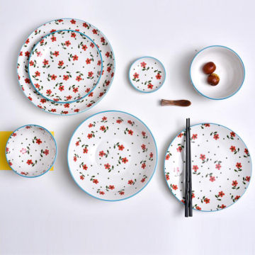 New Style Custom Dinnerware Plate Sets with In-Glaze Flower Decals