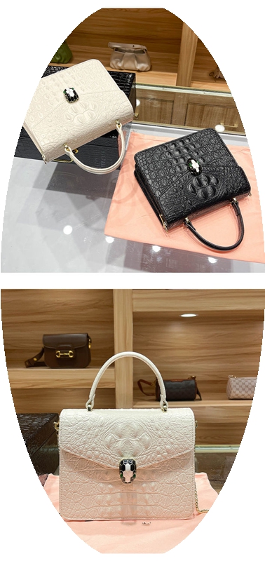 Crocodile Pattern Snake Head Shoulder Bag