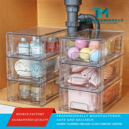Anti Slip Grooved Base Acrylic Drawer Organizers