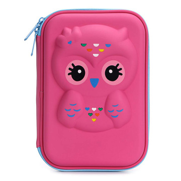 Custom Hot Pink Waterproof Portable 3D EVA Shell Pencil Case Pouch