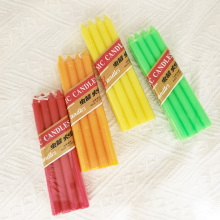 Свечка з загаворамі розных колераў. Маленькая канічная свечка для курантаў