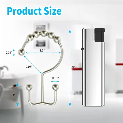 Adjustable Antirust Metal Sliding Curtain Shower Hook Set