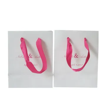 Ribbon Handles Shopping Use Coated Paper Bag