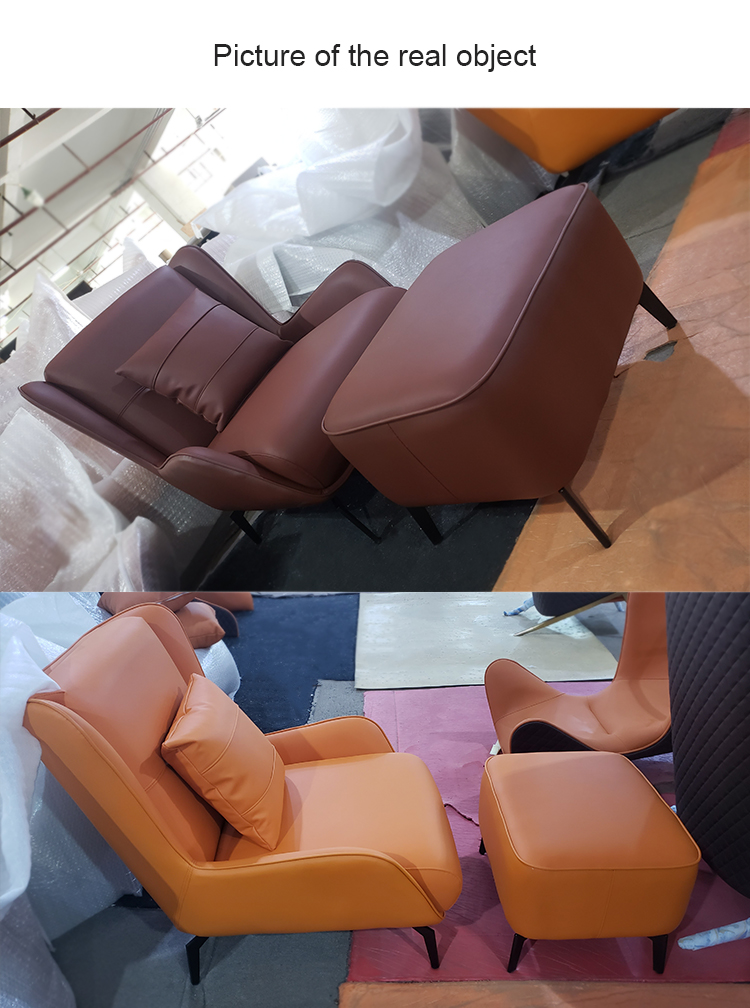 2020 hot sales recliner chair leather real modern orange living room furniture