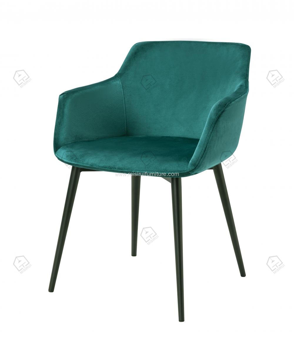 Green faux leather armrest dining chairs
