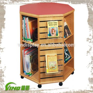 Wooden Book Display Rack , comic book storage cabinet , displaying book spinner rack