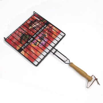 Non-stick grill rack with wooden handle