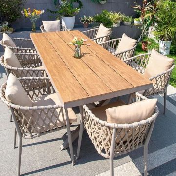 Outdoor Aluminum-Plastic-Wood Cross Table