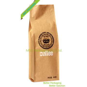 Bolsa de café con refuerzo lateral de papel Kraft