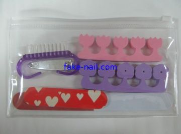 Eva Nail Art Pedicure Tools Set , Stainless Iron Fake Nails Kit