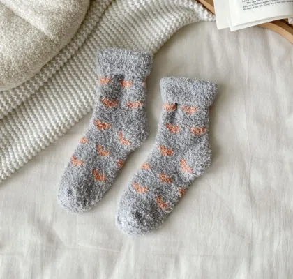 Winter Fluffy Coral Fleece Indoor Warm Sleep Socks for Girls
