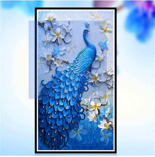 Peacock Cross Stitch Diamond Dekorativ Målning 50 * 82