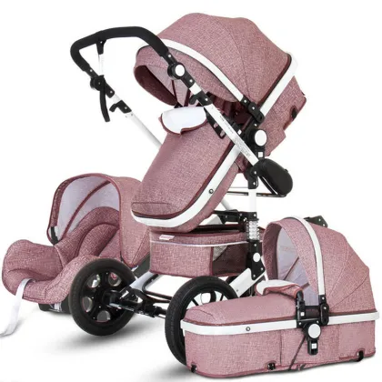 High Landscape Luxury Infant 3 In 1 Stroller Baby Stroller Carriage Basket Four Wheels Stroller Baby Safe Seat Baby Trollet