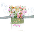 Biglietto pop-up con bouquet floreale con auguri di compleanno