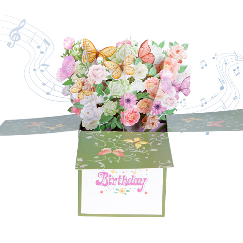Virágcsokor felugró kártya születésnapi kívánságokkal
