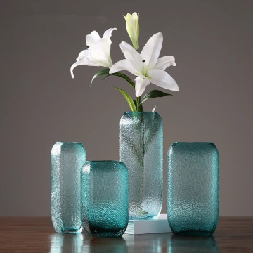 Bình thủy tinh màu xanh đơn giản hiện đại để trang trí nhà - Bình hoa thủy tinh màu xám bán buôn nhà máy