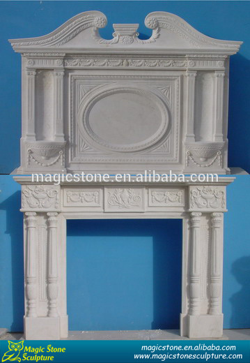 natural decorative freestanding white marble gas fireplace