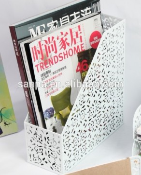 2015 Hangzhou Engraved Metal Desk Magazine File Rack Holder