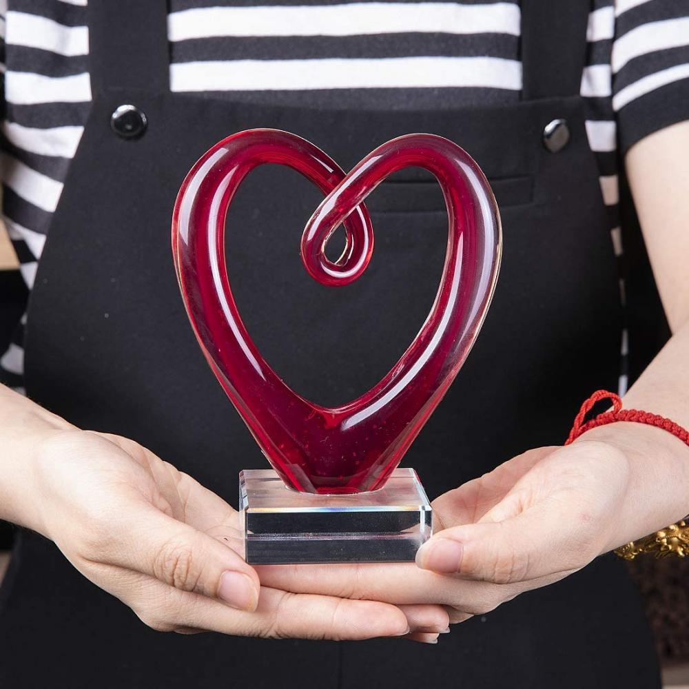 5 &#39;&#39; Alto Arte Glass Heart Sculpture Centerpieta