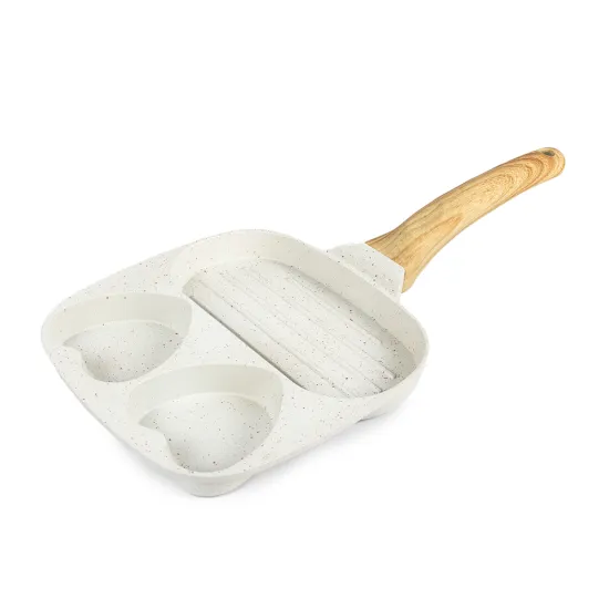 Premium Eco-friendly 3-Hole Frying Pan: Non-Stick, Induction Compatible, Durable & Scratch Resistant