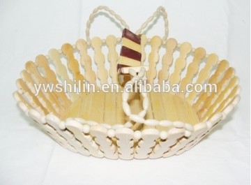 2014 Hot sales cheap bamboo weave fruit basket with handle