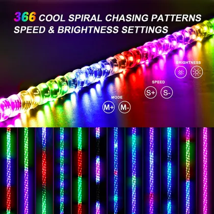 Flexible RGB Antenna Light Flag Pole Whip for Jeep ATV UTVs like Polaris RZR