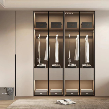 Armoire de garde-robe de porte en verre en bois personnalisée pour une maison élégante
