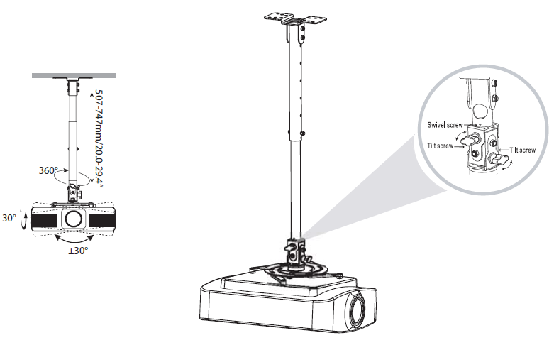 AVR04 projector mount size