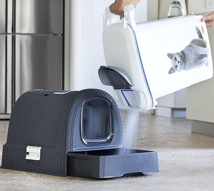 Dark-Grey Hooded Cat Litter Box