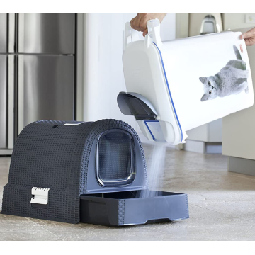 Dark-Grey Hooded Cat Litter Box