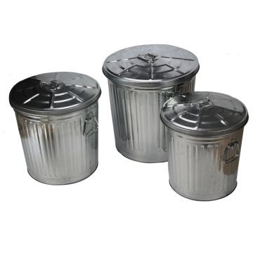 Lata de lixo externa prateada 55L para jardim