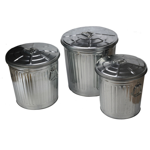 55L Silver Outdoor Trash Can for Garden