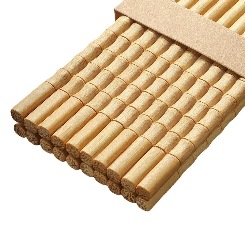Family Pack Natural Bamboo Chopsticks Wax Free Paint Free Anti-Slip3
