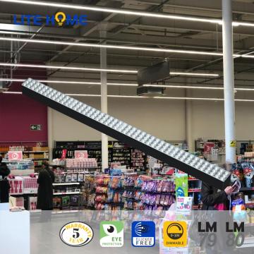 luminaire linéaire noir suspendu moderne pour supermarché