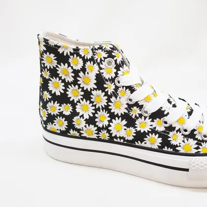 High Quality Fashion Printed Canvas High Top Shoes for Women